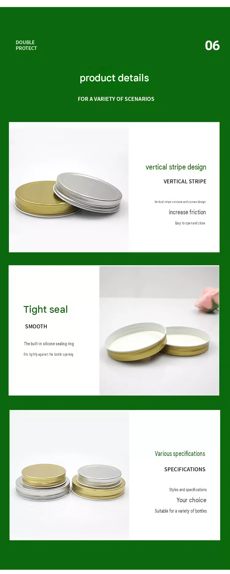 Multicolor Screw Cap for Cosmetic Bottle
