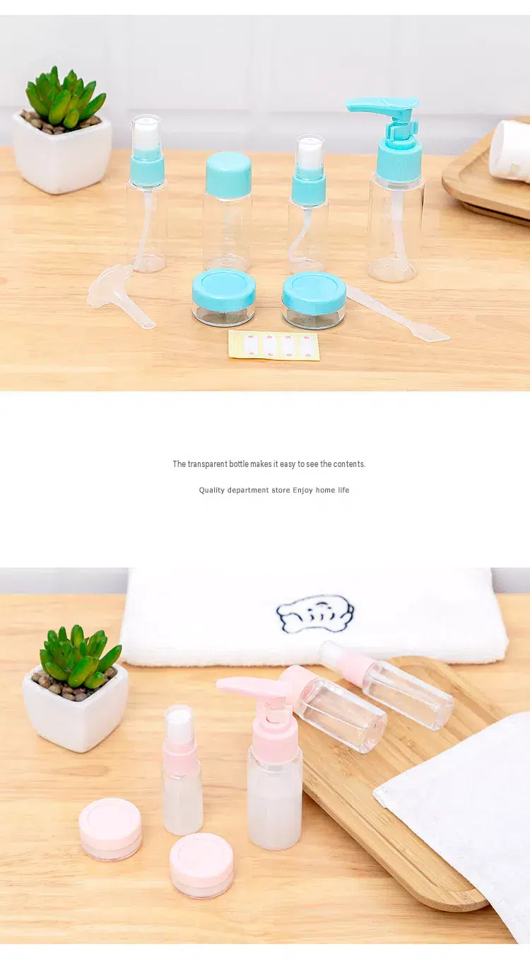 Portable 7-Piece Plastic Travel Dispenser Bottle Set