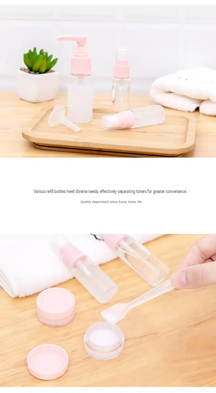 Portable 7-Piece Plastic Travel Dispenser Bottle Set