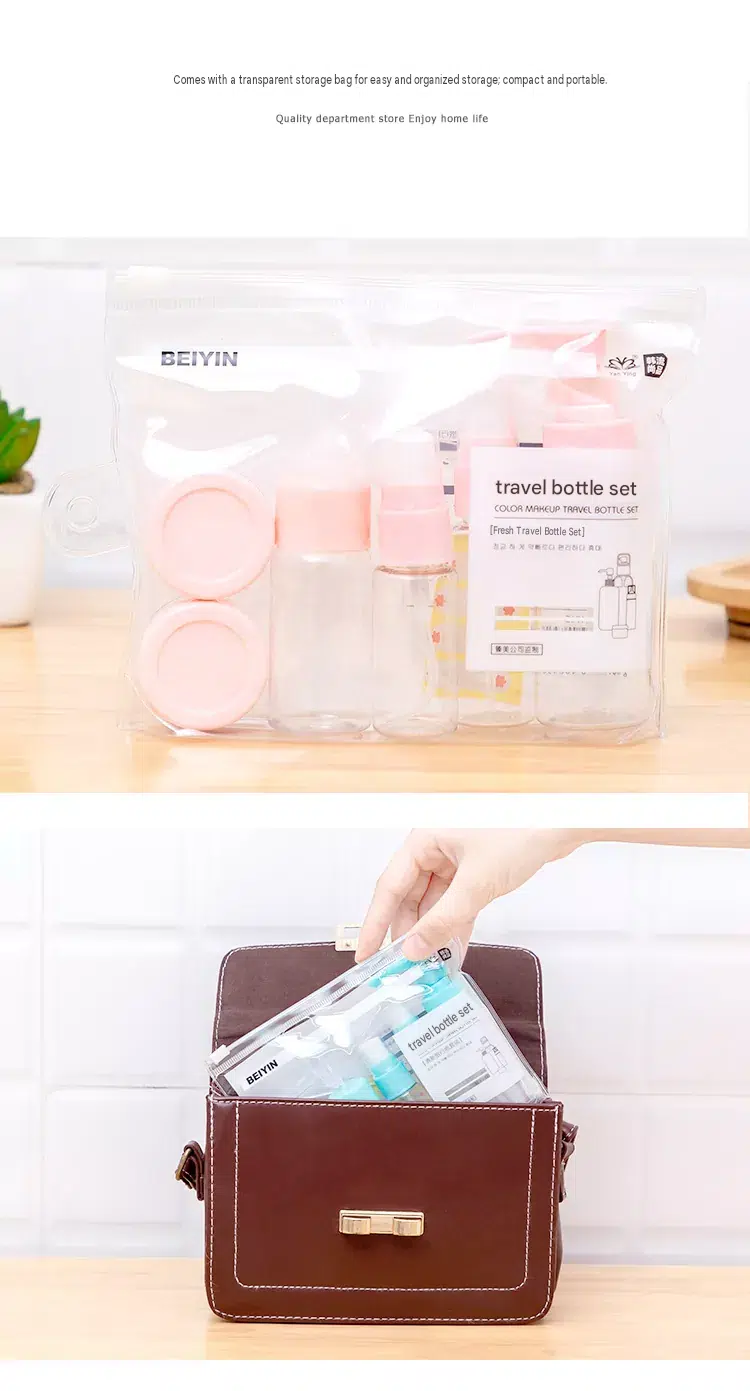 Portable 7-Piece Plastic Travel Dispenser Bottle Set