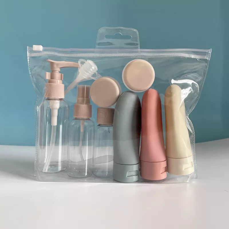 Portable 7-Piece Plastic Travel Dispenser Bottle Set